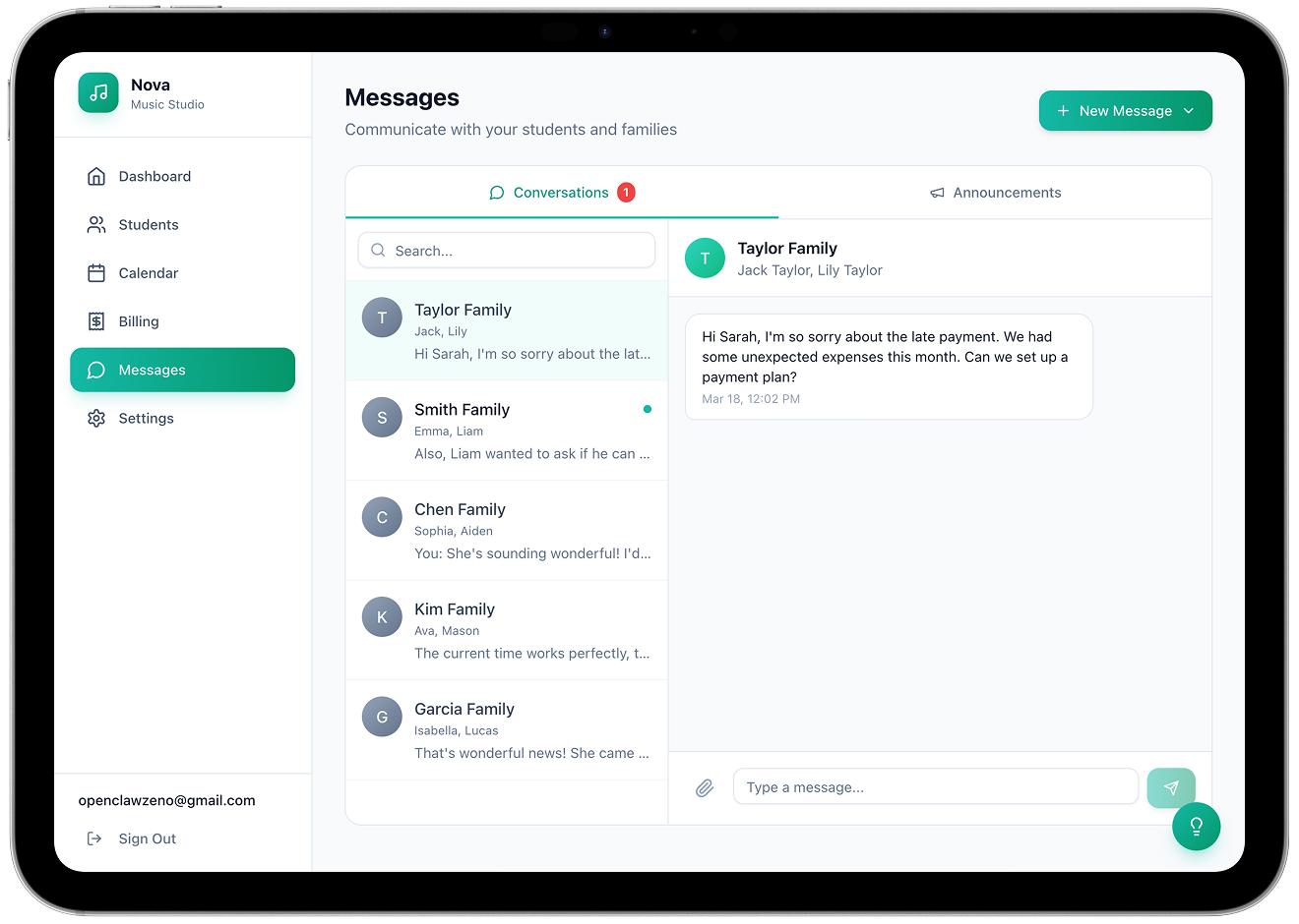 Messaging & Communication in Nova Music