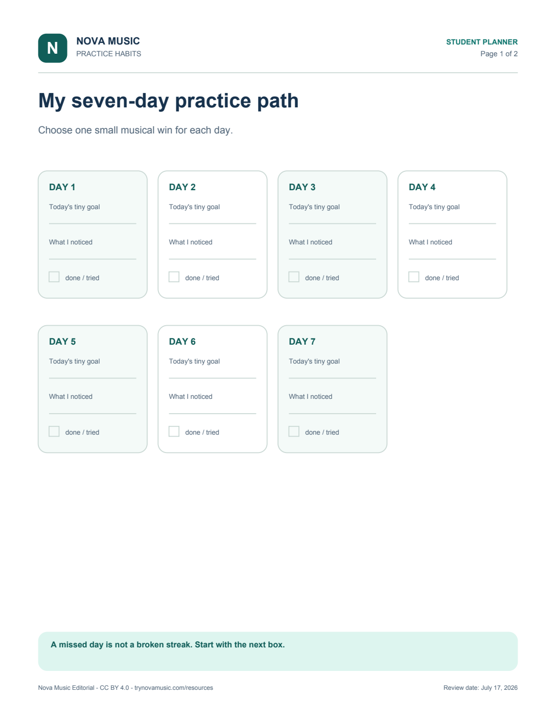 Seven-Day Practice Path printable preview
